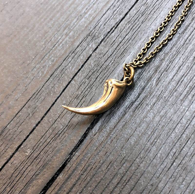 Velociraptor Claw Necklace in Solid Bronze Deinonychus Claw Dinosaur Claw