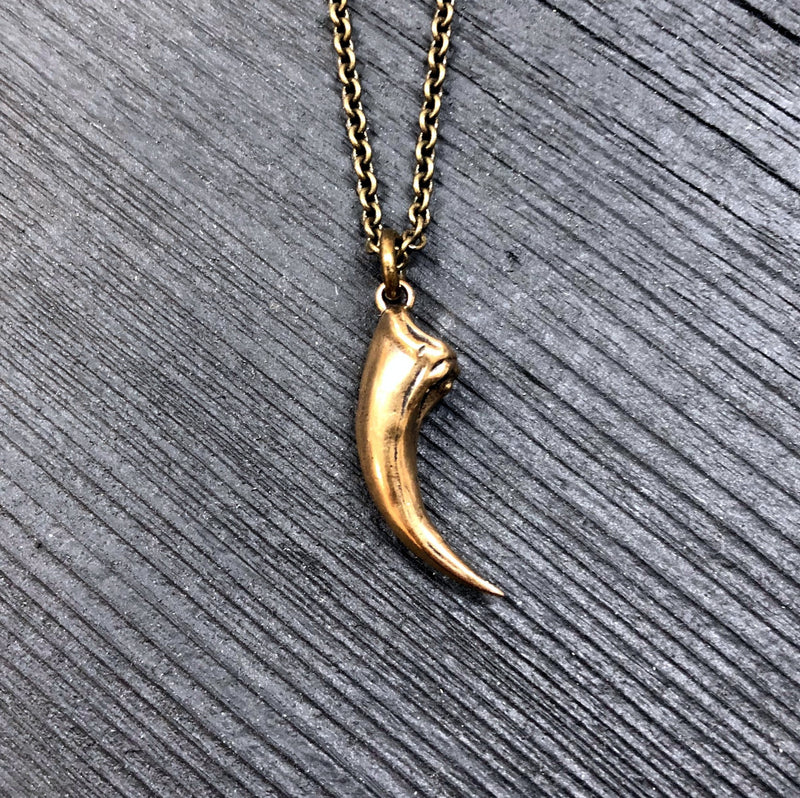 Velociraptor Claw Necklace in Solid Bronze Deinonychus Claw Dinosaur Claw