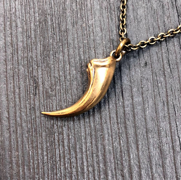 Velociraptor Claw Necklace in Solid Bronze Deinonychus Claw Dinosaur Claw