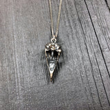 Antique Silver Crow Skull Cremation Urn Pendant Necklace - Solid Hand Cast Anatomically Correct Bird Skull Memorial Keepsake