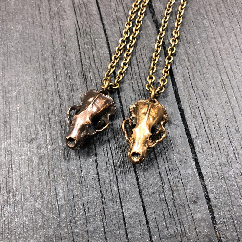 Hyena Skull Necklace in Solid Bronze