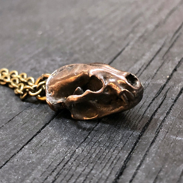 Hyena Skull Necklace in Solid Bronze