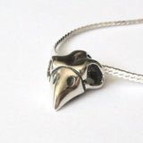 Owl Skull Necklace Tiny Owl Skull in Solid Sterling Silver Owl Skull Pendant Necklace Moon Raven Designs