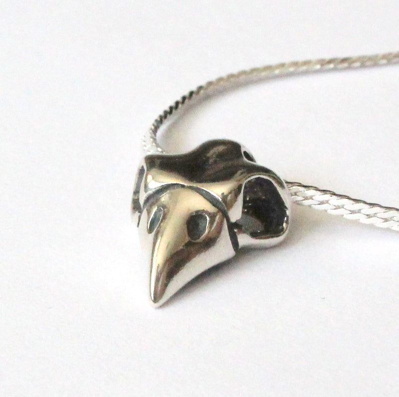 Owl Skull Necklace Tiny Owl Skull in Solid Sterling Silver Owl Skull Pendant Necklace Moon Raven Designs