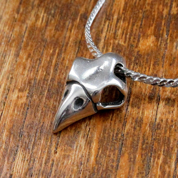 Owl Skull Necklace Tiny Owl Skull in Solid Sterling Silver Owl Skull Pendant Necklace Moon Raven Designs