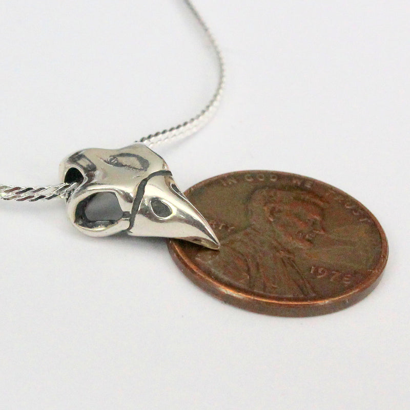 Owl Skull Necklace Tiny Owl Skull in Solid Sterling Silver Owl Skull Pendant Necklace Moon Raven Designs