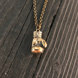 Boxing Glove Charm Pendant Necklace - Solid Cast Bronze - Polished Oxidized Finish - Multiple Chain Lengths Available