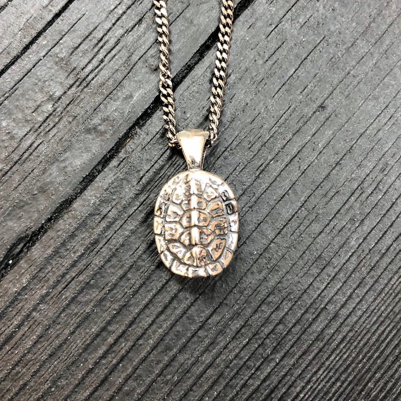 Turtle Shell Cremation Urn Necklace  in Solid Sterling SilverTerrapin Bereavement Memorial Gift