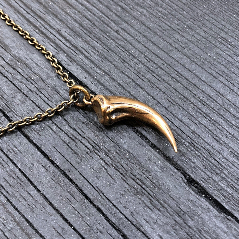 Velociraptor Claw Necklace in Solid Bronze Deinonychus Claw Dinosaur Claw