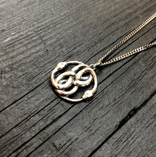 3D Auryn Ouroboros Pendant Necklace - Sterling Silver