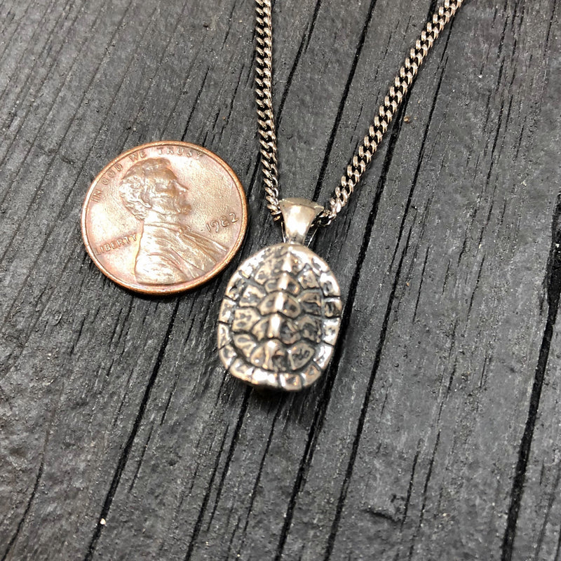 Turtle Shell Cremation Urn Necklace  in Solid Sterling SilverTerrapin Bereavement Memorial Gift
