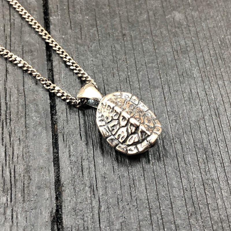 Turtle Shell Cremation Urn Necklace  in Solid Sterling SilverTerrapin Bereavement Memorial Gift