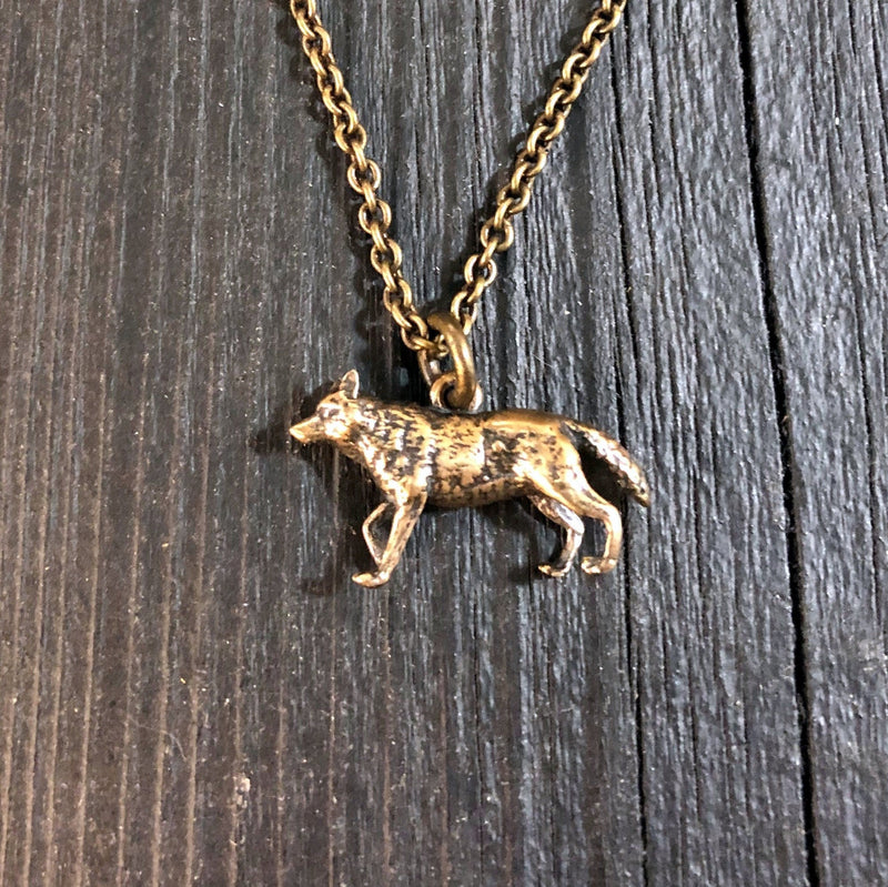 3D Grey Wolf Necklace Sterling Silver