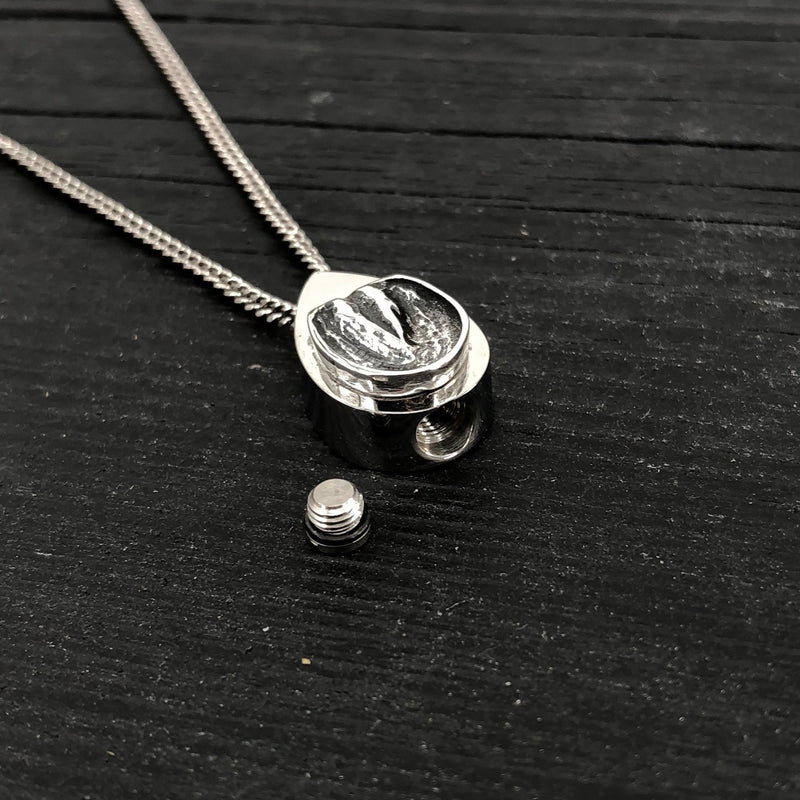 Barefoot Horse Hoof Cremation Ash Urn Pendant Necklace - Bronze and Stainless Steel - Custom Engraved Personalised Equine Bereavement Gift