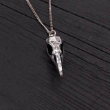 Faceted Raven Skull Necklace - Solid Hand Cast Silver Plated Bronze - Three Dimensional Detail Bird Skull - Multiple Chain Lengths