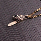 Solid Bronze Chainsaw Necklace Chainsaw Charm Necklace