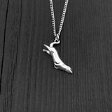 Diving Sea Otter Pendant Charm Necklace - Solid 925 Sterling Silver- Oxidized Hand Polished Finish - Multiple Chain Lengths - Animal Jewelry