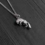 Pouncing Arctic Fox Pendant Necklace in Solid Sterling Silver - Gift For Him or Her - Unique Nature Inspired Forest Creature Jewelry