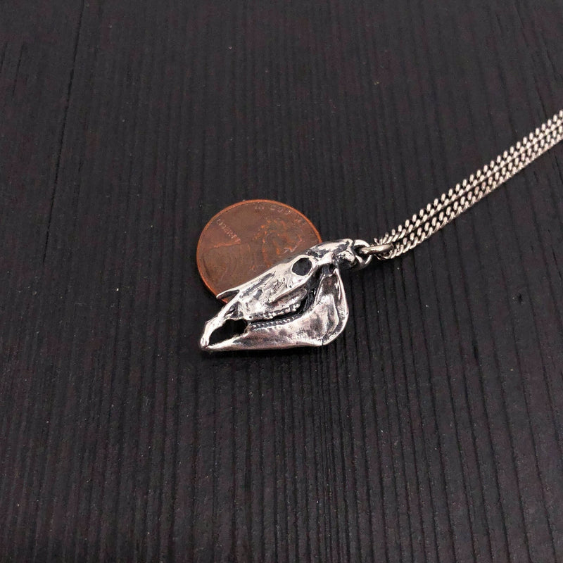 Horse Skull Charm Pendant Necklace - Solid Sterling Silver - Multiple Chain Lengths Available - Equine Equestrian Jewelry Gift