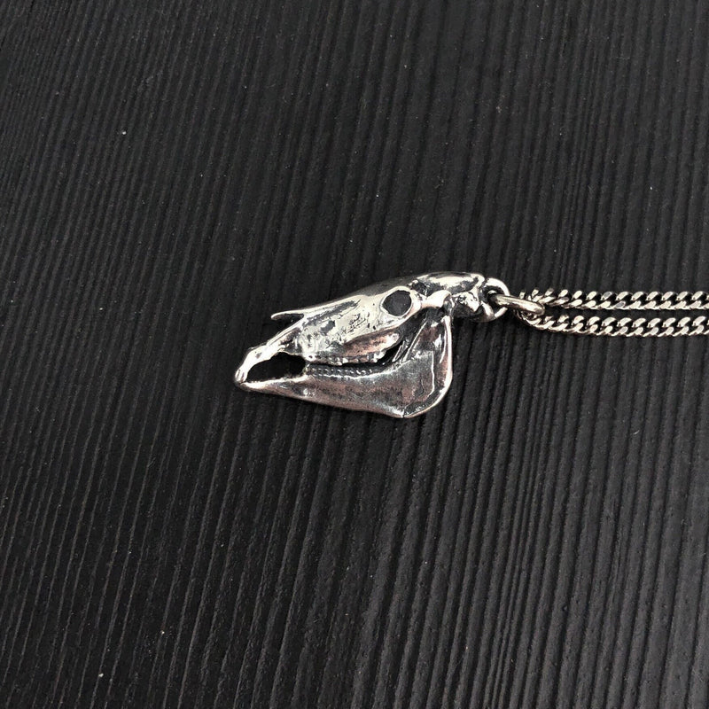 Horse Skull Charm Pendant Necklace - Solid Sterling Silver - Multiple Chain Lengths Available - Equine Equestrian Jewelry Gift