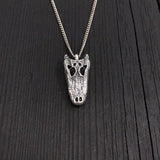 American Alligator Skull Pendant Necklace - Solid Hand Cast Sterling Silver - Polished Oxidised Finish - Multiple Chain Lengths Available