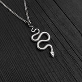 Viper Snake Pendant Necklace - Solid Hand Cast Sterling Silver - Polished Oxidized Finish - Multiple Chain Lengths - Serpent Jewelry