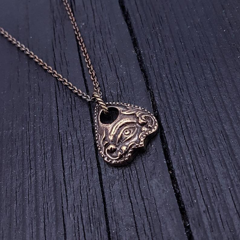 Mystic Oracle Ouija Planchette Pendant Solid Hand Cast Jewelers Bronze Polished Oxidized Finish - Moon Raven Designs