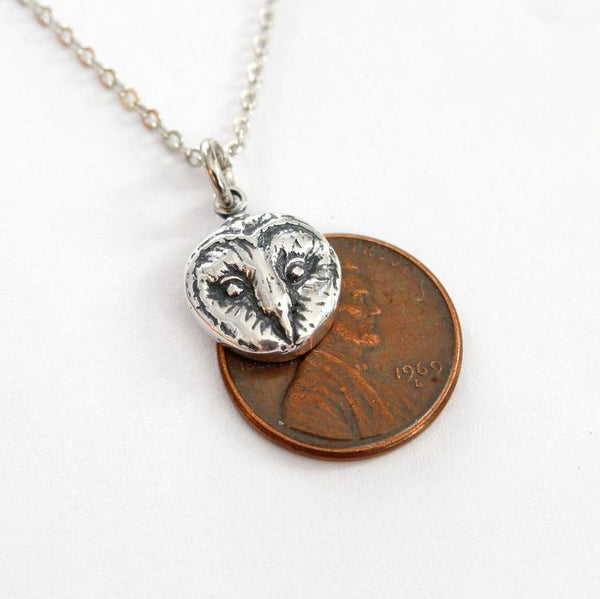 Sterling Silver Barn Owl Pendant - Moon Raven Designs