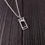 Small Sterling Silver Guillotine Charm Pendant Necklace Solid Hand Cast 925 Polished Oxidised Finish Three Dimensional Detail - Moon Raven Designs