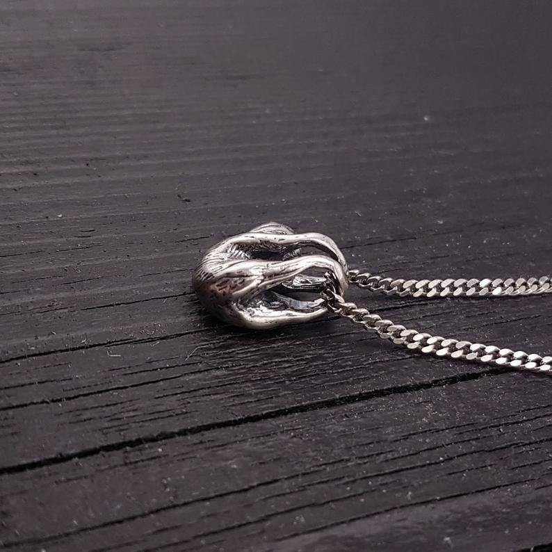 Baby Sloth Charm Pendant Necklace Solid Cast 925 Sterling Silver Three Dimensional Polished Oxidized Finish - Moon Raven Designs