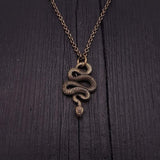 Viper Snake Pendant Necklace Solid Hand Cast Bronze Polished Oxidized Finish - Moon Raven Designs