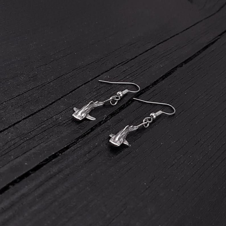 Tiny Whale Shark Earrings - Solid 925 Sterling Silver - Moon Raven Designs
